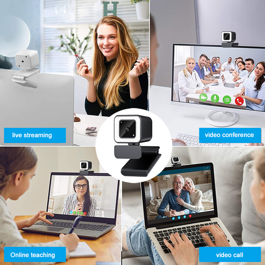 BQBQERT 2K USB Web Camera for PC Computer Beauty Auto for Focus Drive Web for w/ 3 Gear Fill Light for Streaming Video