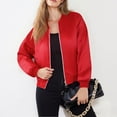 thumbnail image 5 of Jacket for Womens Bomber Jacket Fall Lightweight Zip up Long Sleeve Outerwear Pockets Coats, 5 of 10