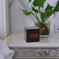 thumbnail image 3 of Reloj despertador digital de madera con luz LED, mini, moderno, con forma de cubo, para escritorio, muestra la hora, la fecha y la temperatura, ideal para niños, dormitorios, hogar y viajes., 3 of 5