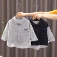 thumbnail image 4 of Baywell Toddler Boys and Girls Casaul Long Sleeve Top Button Down Front Lapel Collar Shirt, 4 of 5
