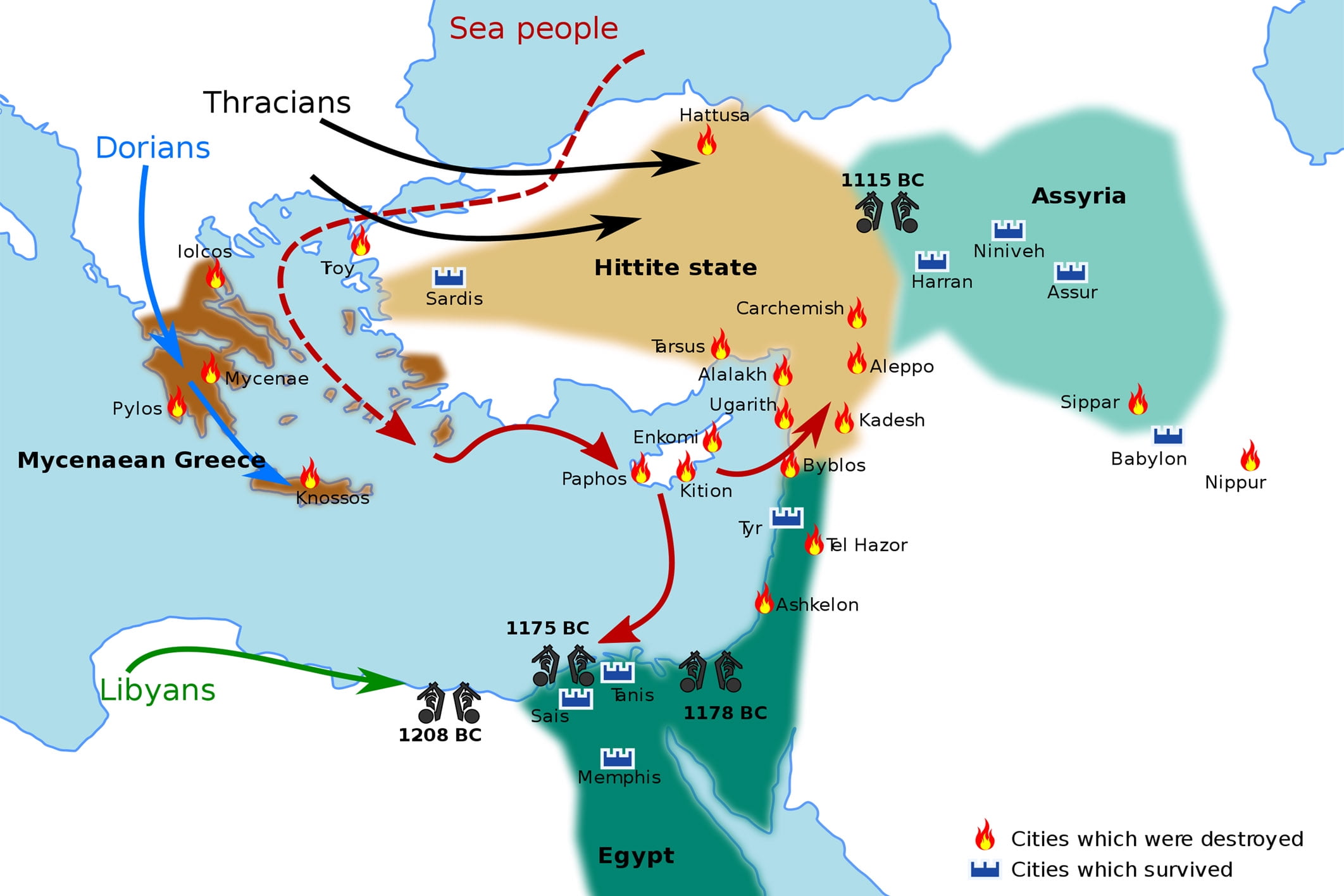 24x36 gallery poster, map of the Bronze Age collapse