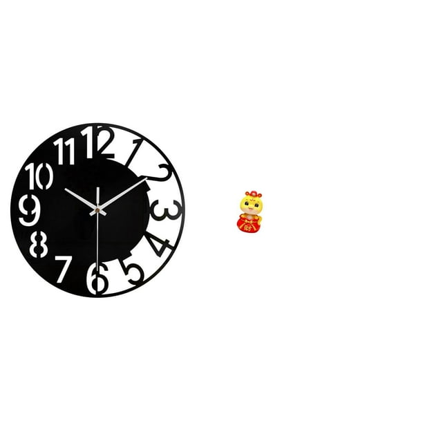Reloj De Pared Acrílico Silencioso, Fácil De Leer, Sencillo Y Redondo. Ideal Para Hoteles, Oficinas, Hogares Y Baños. Estatua De Serpiente, Adorno Decorativo Para El Año Nuevo Chino. Figura