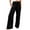 Black, variant on Women's Elastic Waist Harem Pants - Printed Crop Pants with Pockets, Mid Waist, Stretchy, Polyester, Casual/Party Wear