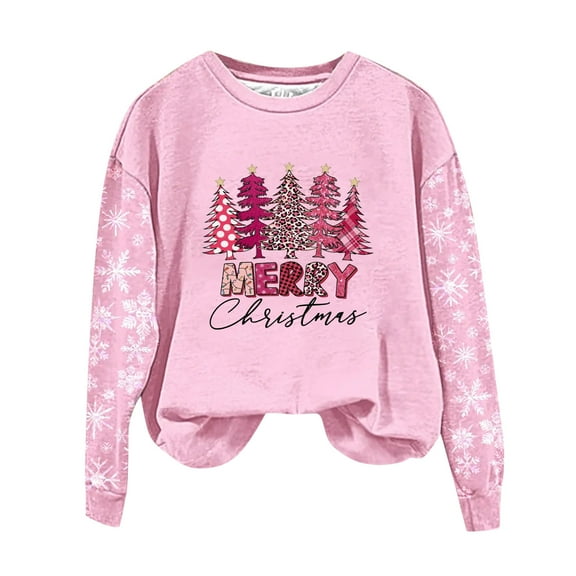 Winter Long Sleeve Pullover for Women Round Neck Printed Sweatshirt Plus Size Loose Casual Tops