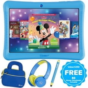 Contixo 10" Kids Tablet Bundle, 80 FREE Disney eBooks, Bluetooth Headphones, Case, Stylus, 32GB, Parental Controls, Tablet for kids 3-7 - Blue