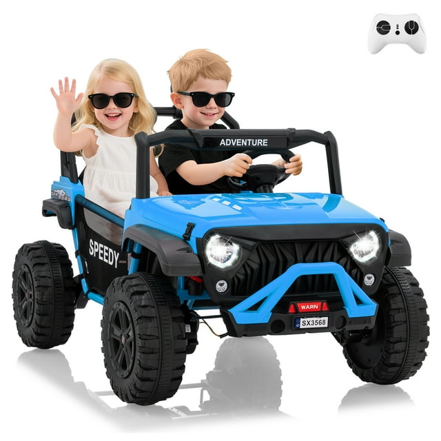CazToi 24V 2 Seater 4WD Ride On Car with Remote Control Bluetooth and LED Lights for Big Kids