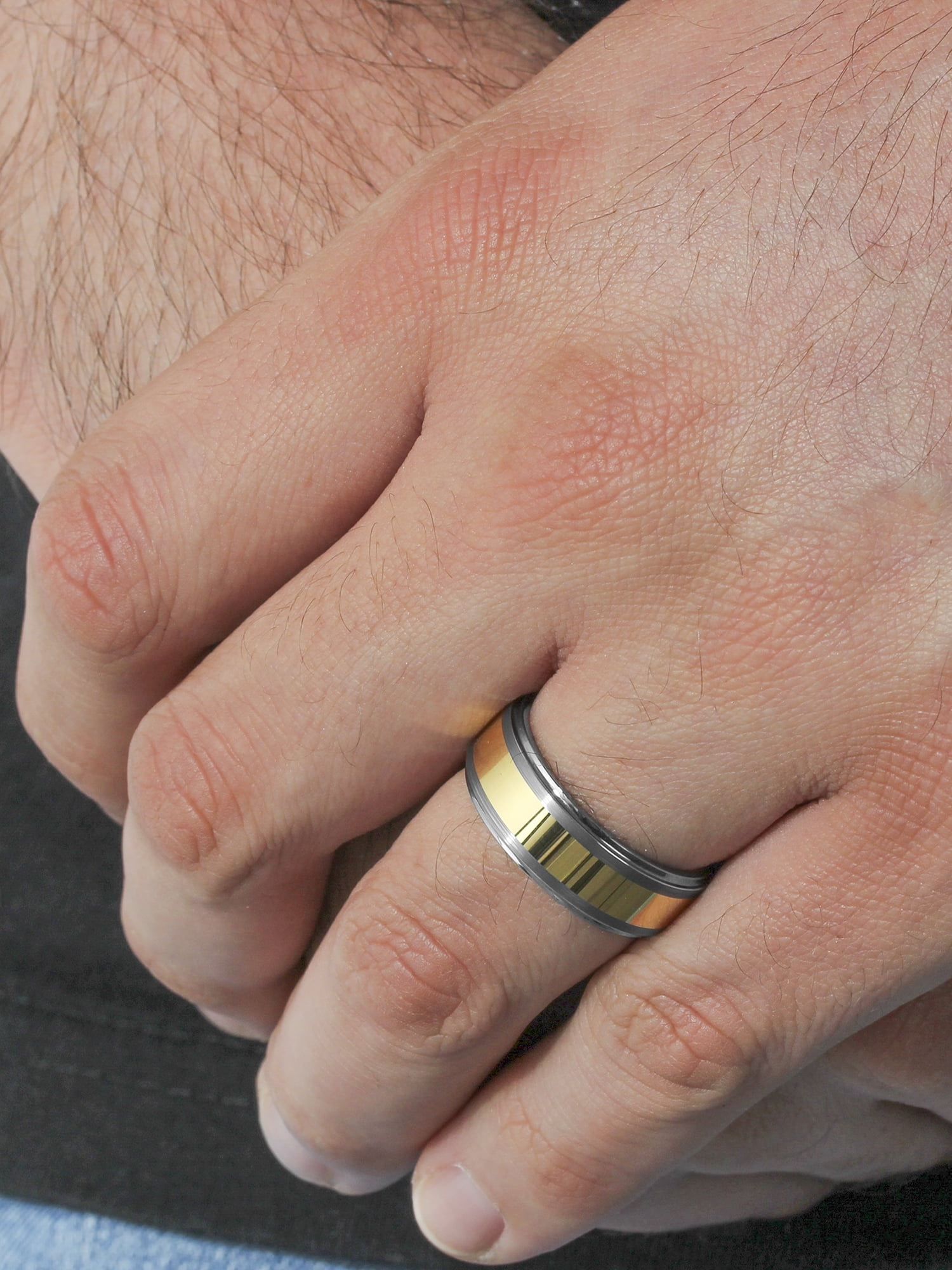 Brilliance Fine Jewelry Men's Tungsten With Yellow Finish High Polish Center Band - Wedding Band