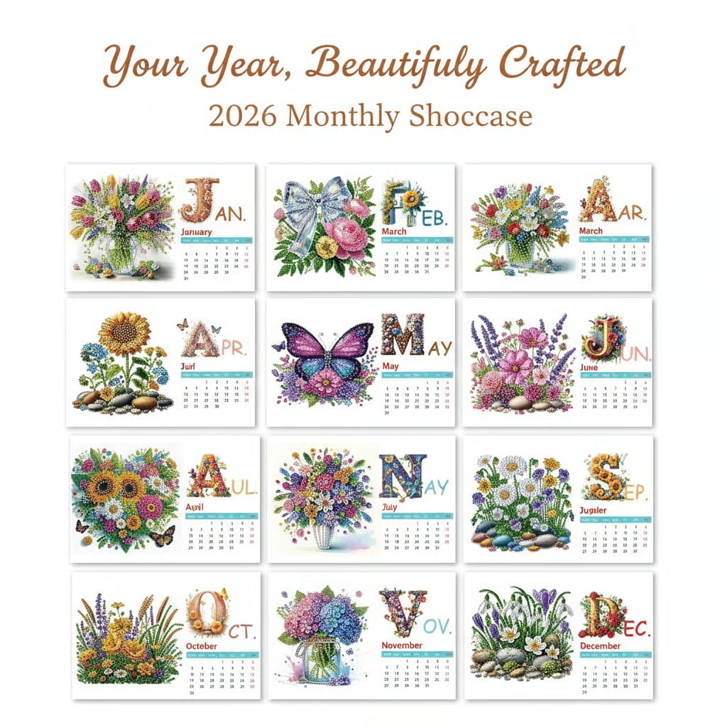 Brainybites 2026 Diamond Painting Calendar, Diamond Art Kits for Adults, Ideal Desktop Ornaments & Thoughtful Female Gifts