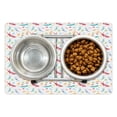 thumbnail image 1 of Nursery Pet Mat for Food and Water, Pastel Colors Cartoon with Rabbits Circles and Colorful Drops Pattern, Non-Slip Rubber Mat for Dogs and Cats, 18" X 12", by Ambesonne, 1 of 1