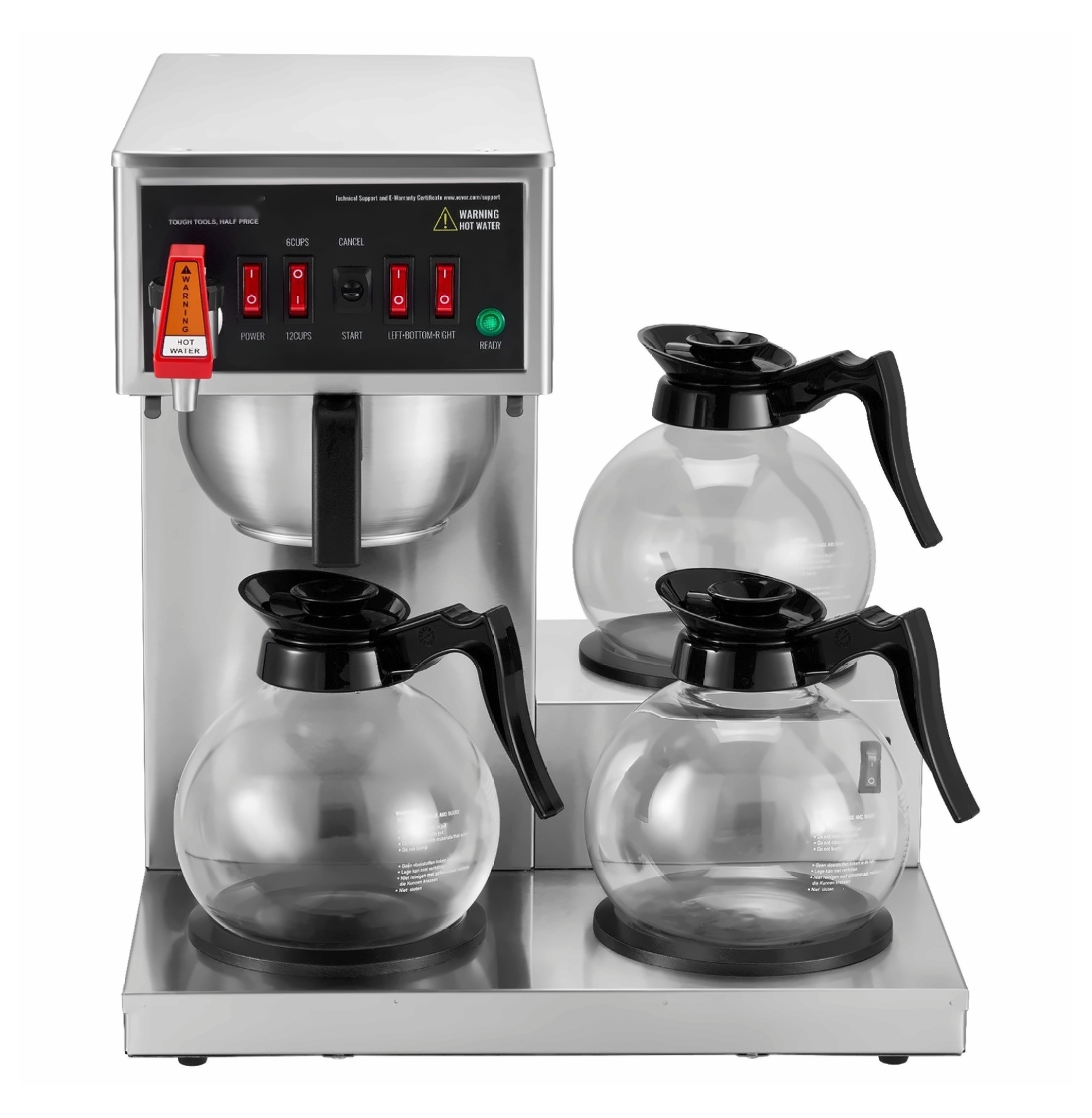 Commercial Coffee Maker 12 Cup, Office Drip Coffee Machine with 3 Carafes