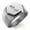 Silver, variant on Stainless Steel Reiki Hon Sha Ze Sho Nen Distance Engraved Hexagon Crest Flat Top Biker Style Polished Ring