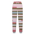 thumbnail image 3 of USNSM Sweatpants for Women Fashion Striped Printed Baggy Pants Sports Casual Workout Jogger Sweatpants with Pockets Pink M, 3 of 4