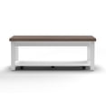 thumbnail image 2 of 48" Farmhouse Coffee Table with Storage Shelf, Rectangle Cocktail Table with 2-Tier, Rustic Center Table Chairside Table with Wooden Legs, for Living Room Kitchen, No Assembly Required, White, 2 of 7