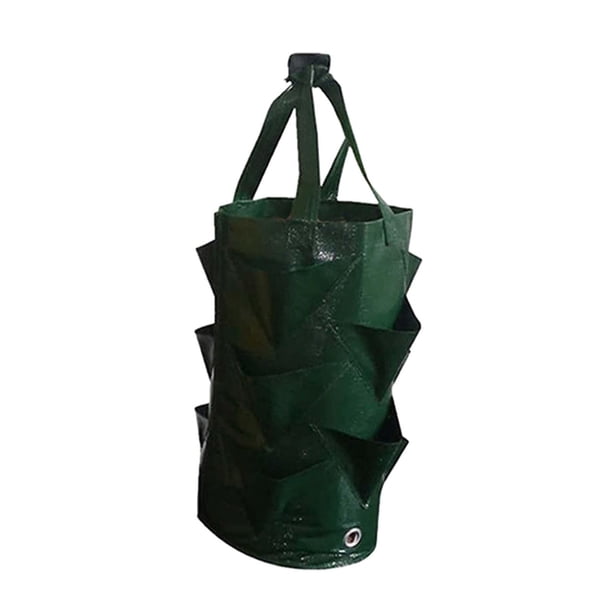 Bolsa para de fresas de 3 galones, bolsa transpirable para plantar fresas, macetero colgante para de flores de cebolla de jardín Verde