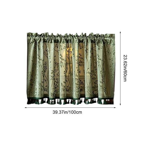 Floral Rod Pocket Short Curtain 39x24 Inch Semi Sheer Window Valance for Kitchen Cafe Restaurant Privacy Sunlight Filtering Decor YYUZH