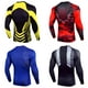 thumbnail image 4 of Qarigey Camiseta ajustada para hombre, cuello ajustado, ropa moldeadora transpirable, camisa de compresión duradera elástica, Camisetas Amarillo, 4 of 6