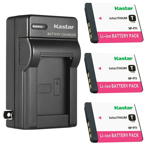 Kastar 3-Pack Battery and AC Wall Charger Replacement for Sony Cyber-shot DSC-T5/B, Cyber-shot DSC-T5/N, Cyber-shot DSC-T5/R, Cyber-shot DSC-T9, Cyber-shot DSC-T10, DSC-T10/B, DSC-T10/P Cameras