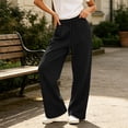 thumbnail image 2 of Qgtaibl Drawstring Wide Leg Joggers for Women Elastic High Waist Solid Color Sweatpants Fall Soft Cozy Lounge Bottoms Black M, 2 of 7