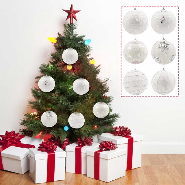 Isvgxsz Clearance 6 Pcs Christmas Ball Ornaments Glitter Christmas Ornaments Large Hanging Christmas Balls for Xmas Tree Home Decorations Holiday Party Decor