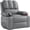 Grey, variant on Eastvita 27-Inch Oversized Manual Recliner Chair - PU Leather Recliner with Cup Holders/Side Pockets (Beige)