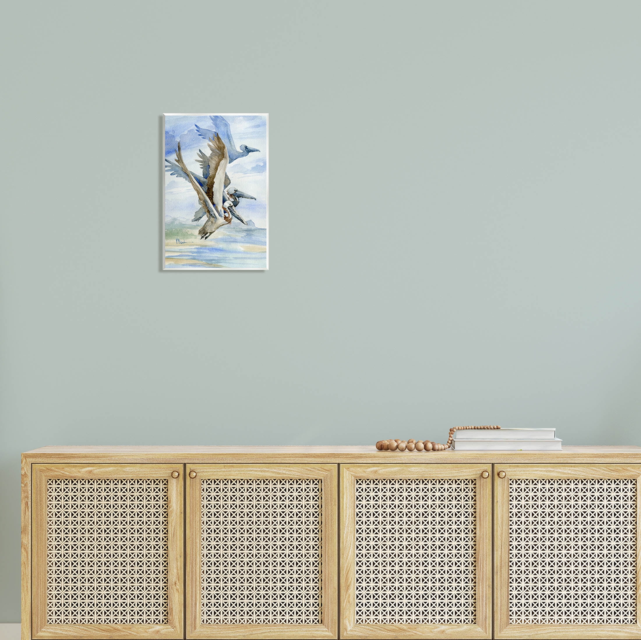 Stupell Industries Pelicans Aloft Bird Flight Trio Painting Unframed Art Print Wall Art, Design by Paul Brent
