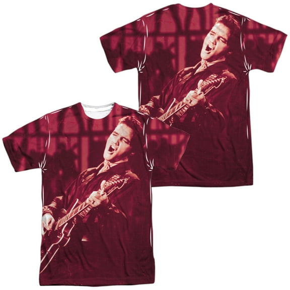 Elvis Presley Scratched 68 Unisex Adult Sublimated Costume T Shirt (Front/Back), Small Multicolor