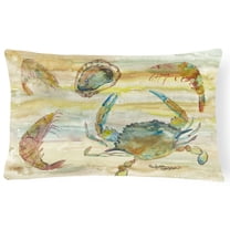 Crab, Shrimp, Oyster Yellow Sky Canvas Fabric Decorative Pillow