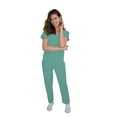 thumbnail image 2 of Green Town Scrubs for Women Scrub Set - V-Neck Top and Straight Leg Pant, 5 Pockets, Easy Care, Solids and Prints Uniforms, 2 of 7