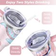 thumbnail image 5 of 40oz Cute Ocean Life Turtle Stainless Steel Flip Straw Tumbler Spill Proof Travel Cup Double Wall Vacuum Insulated Coffee Mug with Top Handle, 5 of 6