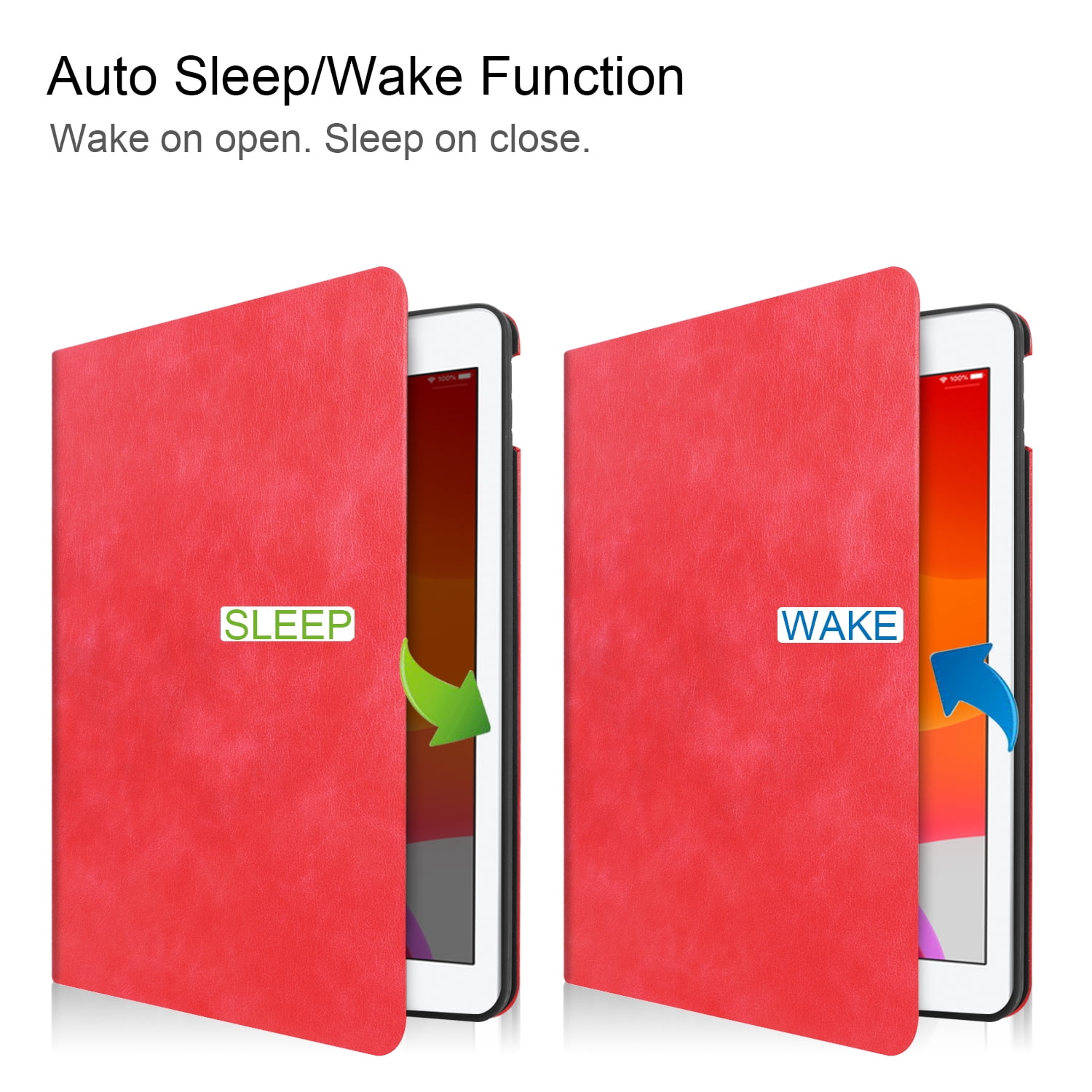 iPad 10.2" 7th Generation Case with Pencil Holder, Allytech Slim Fit PU Leather Folio Flip Stand Smart Cover Auto Sleep Wake Full Protection Shockproof Cases Covers for Apple iPad 7th Gen,Red