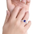 thumbnail image 5 of Two Piece Art Deco Pear Cut Bridal Set Ring Band Blue Sapphire CZ 925 Sterling Silver Size 5, 5 of 6