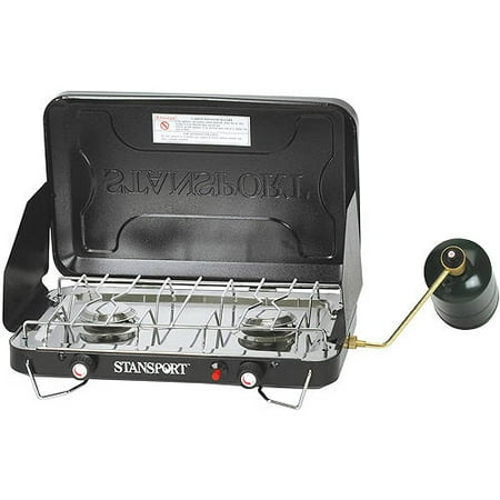 Stansport Propane Two-Burner Stove with Drip Pan, Black