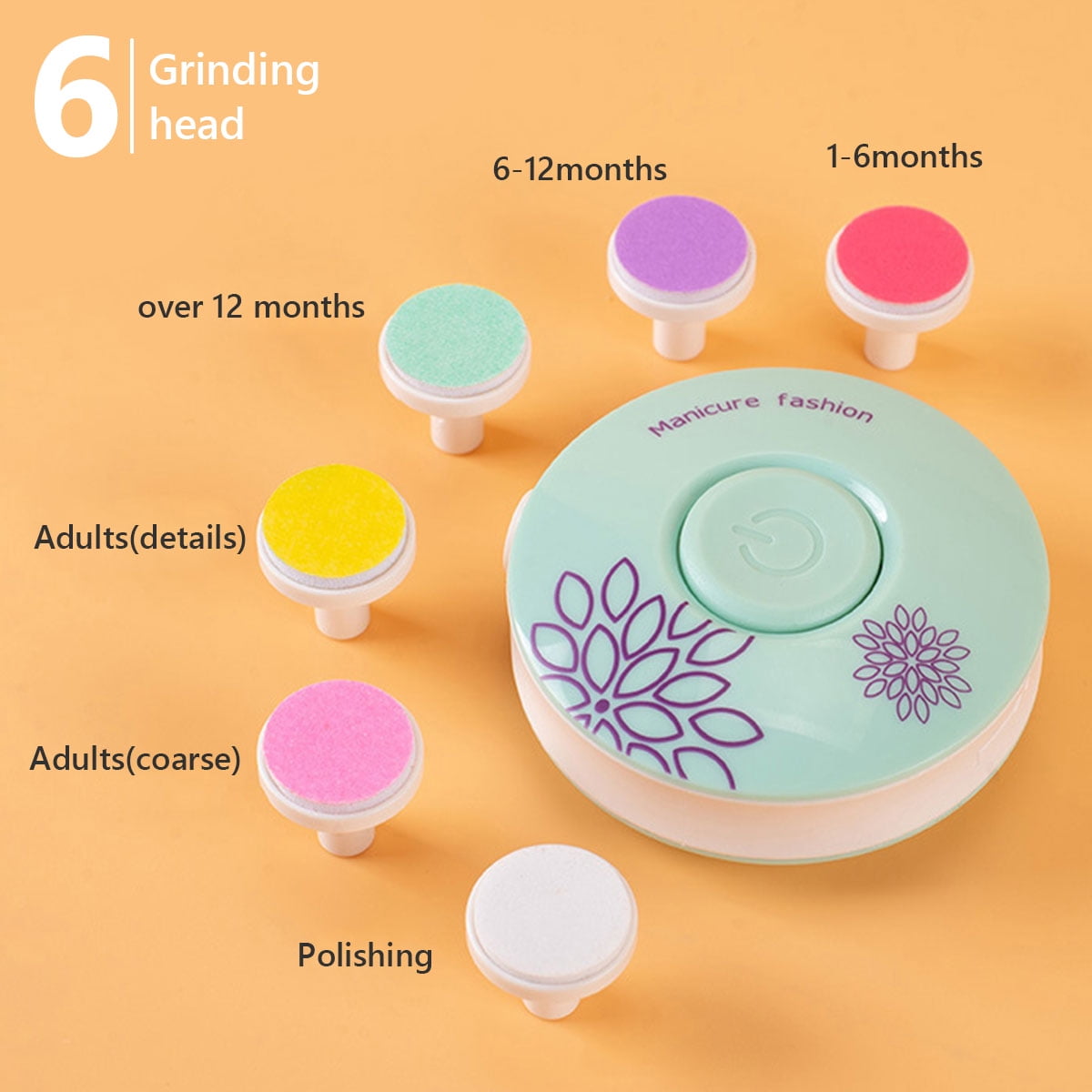 Everso Electric Baby Nail File,6 in 1 Safety Baby Nail Trimmer Manicure Set Battery Operated for