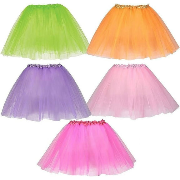 Dress Up America 15” Tutu Skirt Tulle Dress Ballerina Costume for Girls, 5-Pack