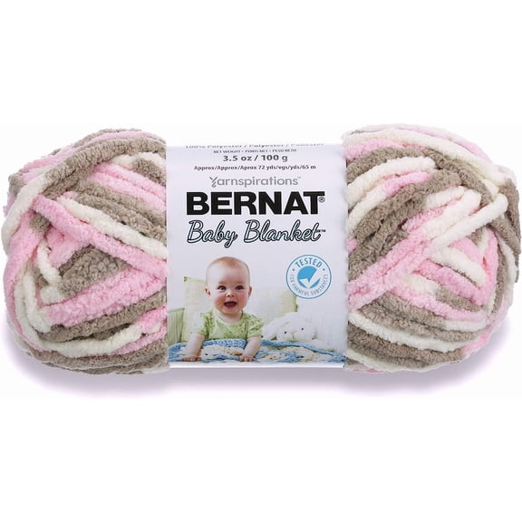 Bernat Baby Blanket Yarn, 3.5 oz, Gauge 6 Super Bulky, Little Petunias