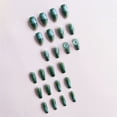thumbnail image 3 of FCOGIN Long Coffin, 24 Pieces, Green, Smudge, Acrylic False Nail, Press on Nail, 3 of 5