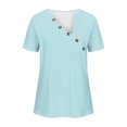 thumbnail image 4 of Kaemgyyd Plus Size Tops for Women Lightweight Short Sleeve Summer V Neck T-Shirts Casual Button Blouses Loose Fit Basic Tee, 4 of 5