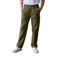 thumbnail image 2 of Fozruso Boys School Khaki Pants With Pockets Elastic Waist Casual Long Pants For Kids Comfortable Summer School Pants Sizes 6-7 Years(Green), 2 of 7