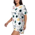 thumbnail image 2 of Haiem Turtles And Corals Pattern Pajama Set for Women 2 Piece Lounge Set Short Sleeve Tops and Shorts Soft Sleepwear-, 2 of 7
