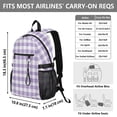 thumbnail image 3 of JIALIOU 14" Laptop Backpack Waterproof Airline Approved Stylish Casual Daypack for Travel Business College Work, Purple Gingham, 3 of 8