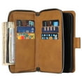 thumbnail image 2 of Dteck 9 Card Slots Wallet Case for Samsung Galaxy S20 FE 6.5-inch,Retro Magnetic Strap Card Pocket Leather Zipper Hybrid Rubber Shockproof Kickstand Phone Cover,Brown, 2 of 5