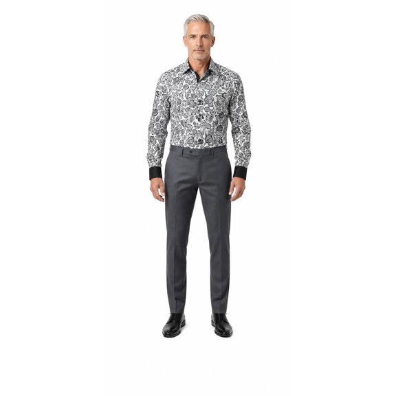 Elie Balleh Men's Grey Slim Fit Dress Pants Slacks