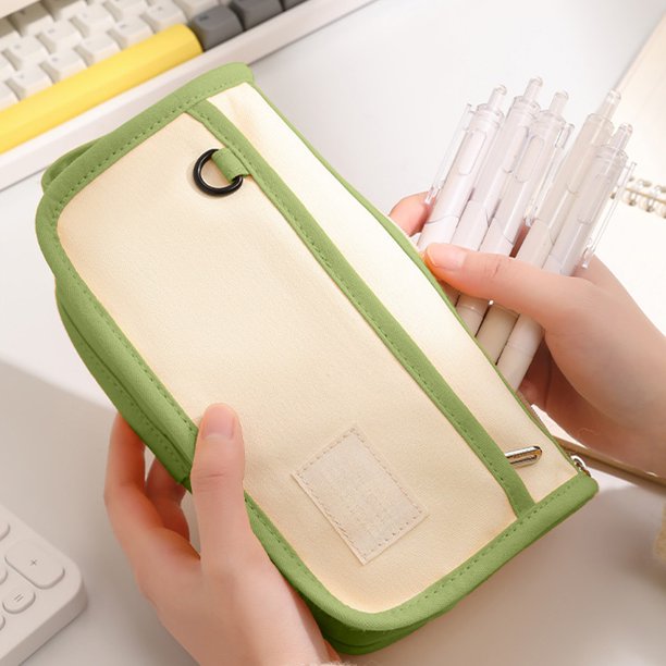 Estuche de lona de gran capacidad, estuche con cuerda para colgar, bolsa de papelería multifuncional, material de lona duradero, diseño plegable, portátil para viajar, perfecto para la