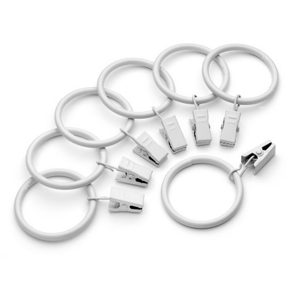 1.5 Inch Metal Curtain Clip Rings in White, Set of 50