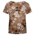thumbnail image 5 of Patlollav Womens Plus Size Casual T-Shirt Floral Print V-Neck Short Sleeve Pullover Blouse Tops, 5 of 5