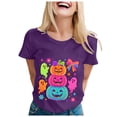 thumbnail image 6 of mgoYE Halloween Shirts for Women Graphic Tees Women's Halloween Print Crew Neck T-Shirt, Funny T-shirts Woman Shirts(Purple,L), 6 of 9