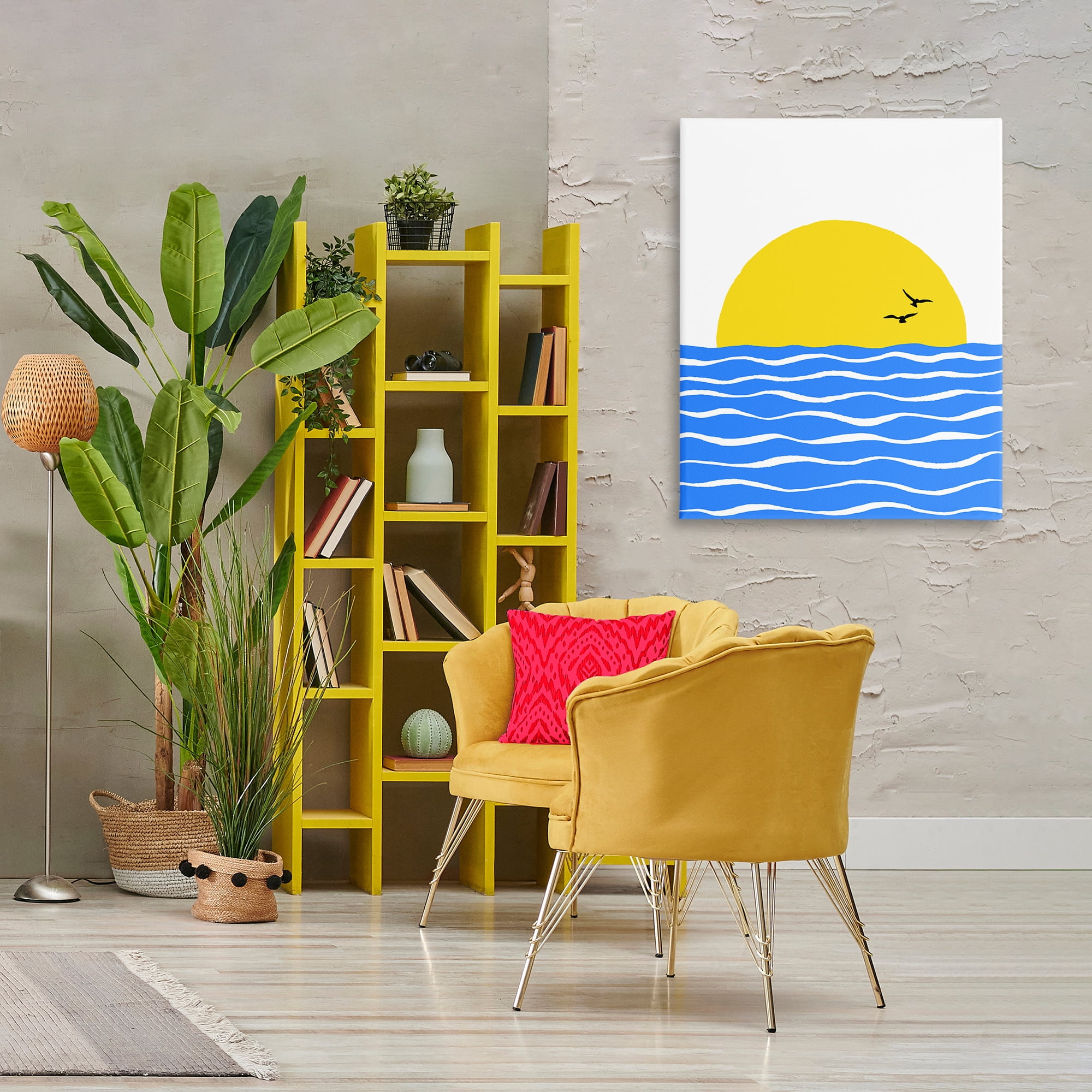 Stupell Industries Birds & Blue Sea Nautical & Beach Painting Wrapped Canvas Art Print Wall Art, 30 x 40