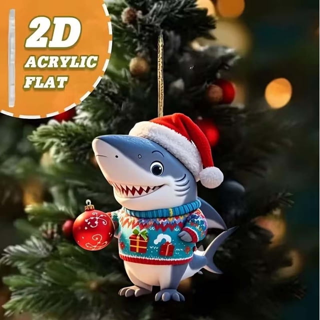 Adornos navideños Chopper, adornos navideños con agujeros para el árbol, colgantes acrílicos planos 2D, decoración navideña para el árbol, adornos para el coche, decoración colgante, decoraciones de j