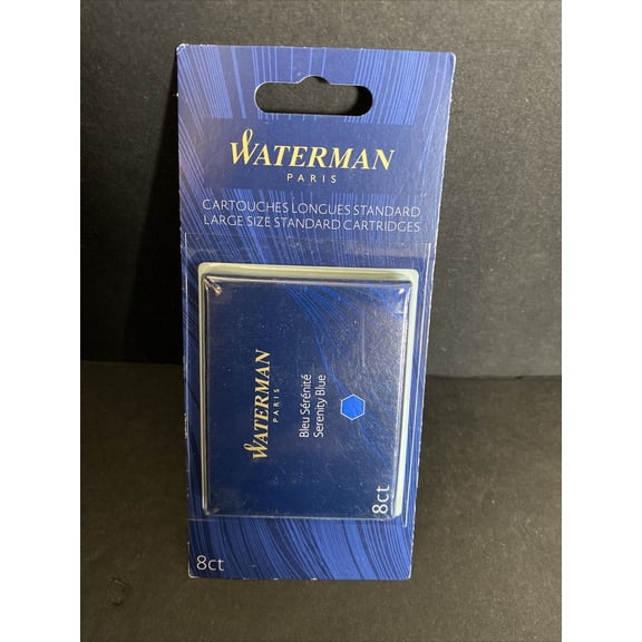 Waterman Fountain Pen Refill Serenity Blue 8 Count Package NEW