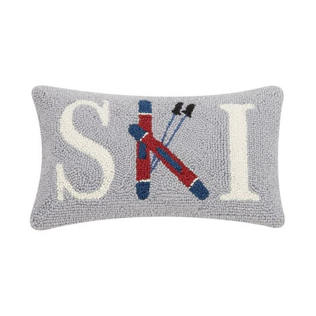 Peking Handicraft 31TG198C16OB 9 x 16 in. Ski Poly-Filled Hook Pillow